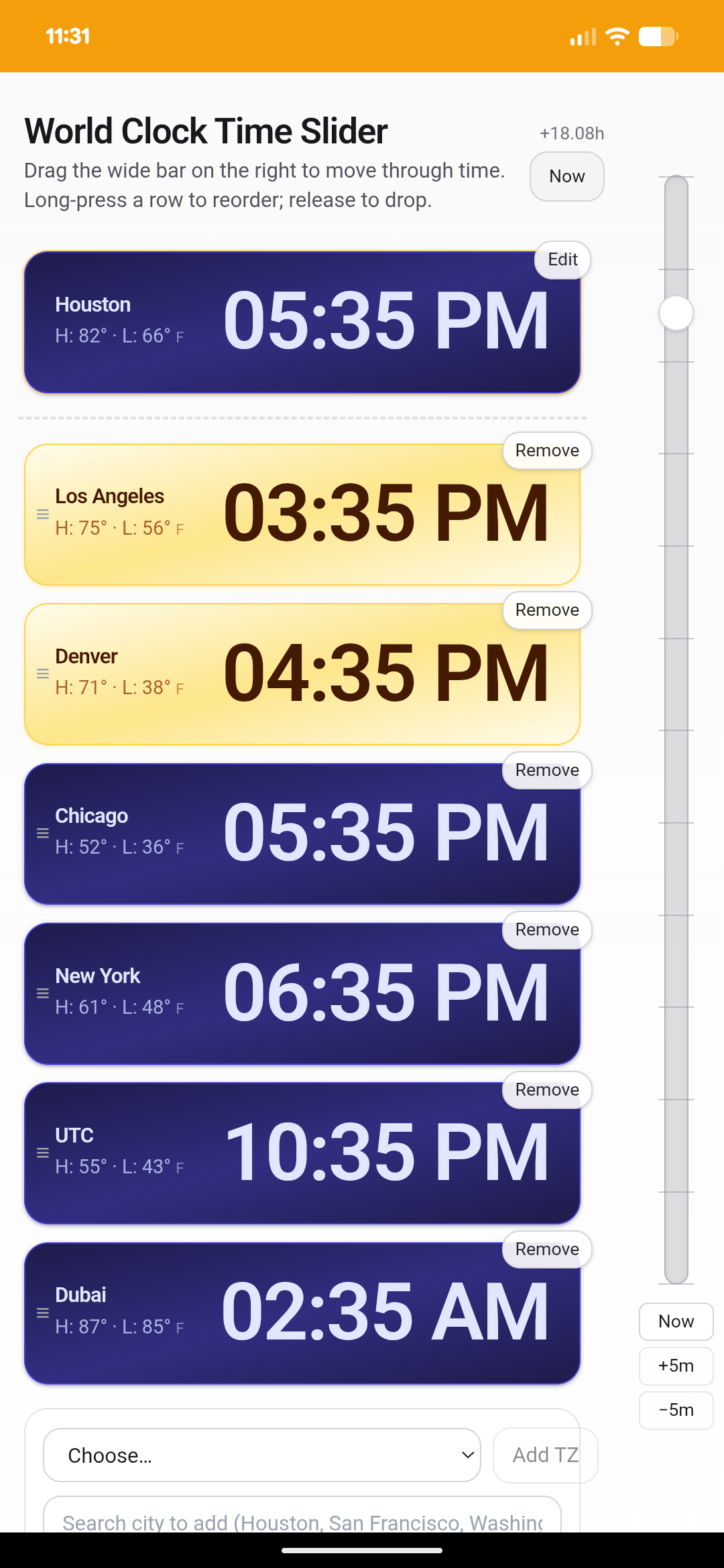World Clock Time Slider screenshot